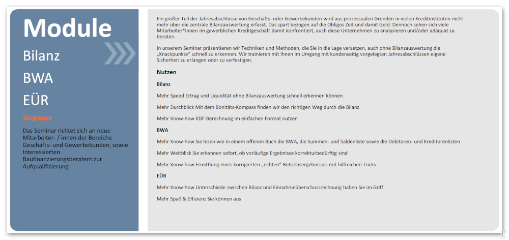 Gewerblicher Kreditführerschein Modul BWA 1