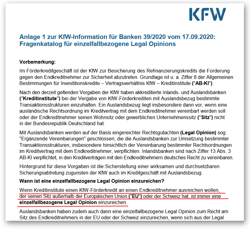 KfW Legal Opinion